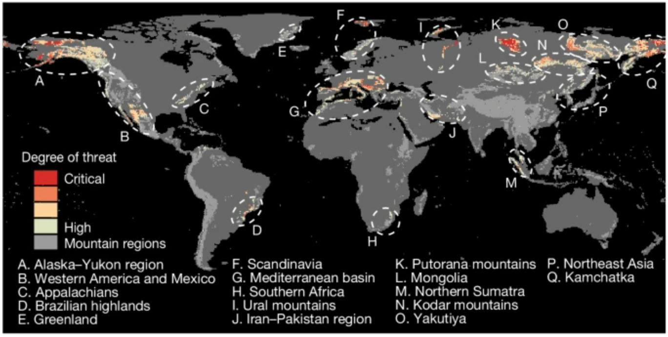  17 mountains around the world may face the risk of extinction | Map | Climate Velocity | UPSC | Environment 