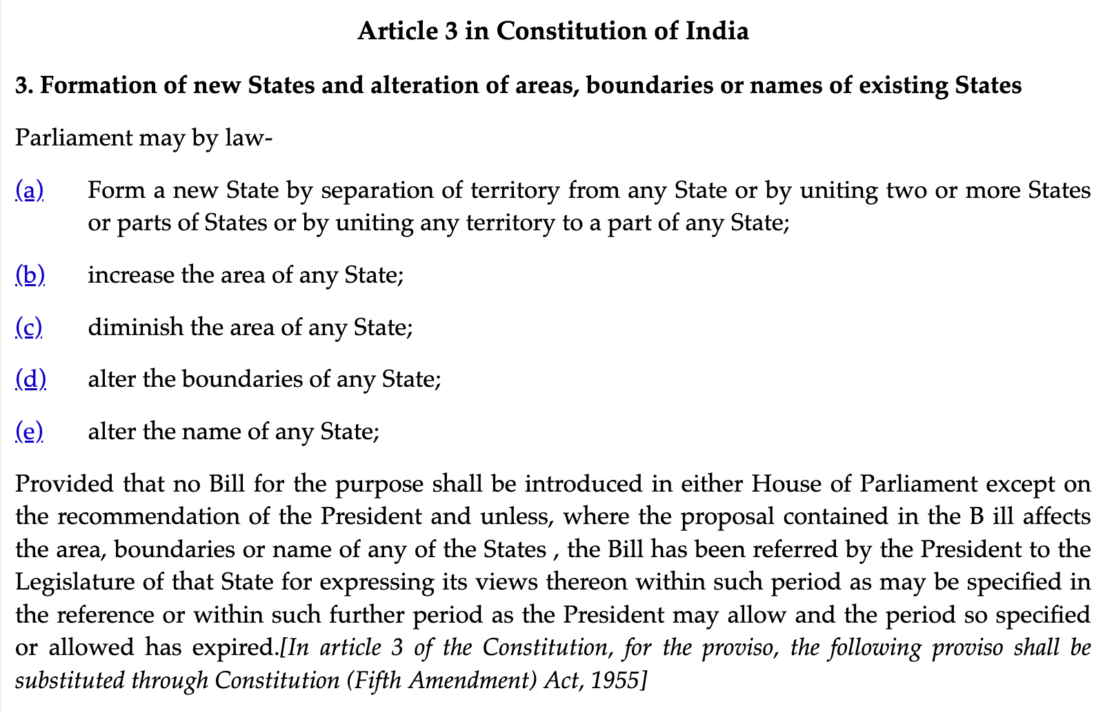 Article 3 of the Indian Constitution | UPSC